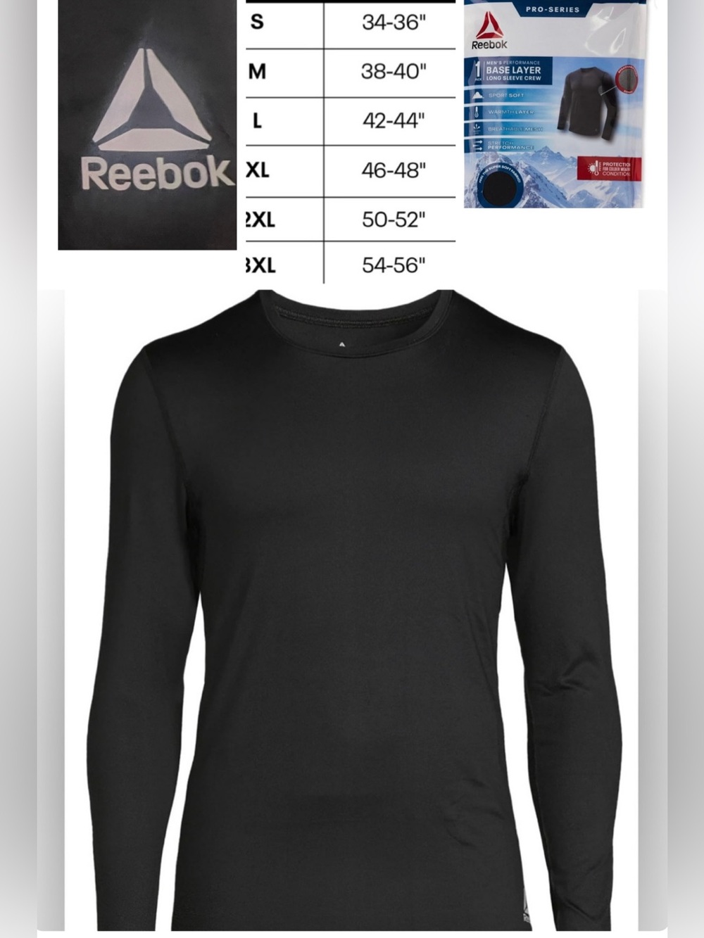 2 for $15. BRAND NEW Reebok Men's Long Sleeve Base Layer Top Size L 2 for $15.